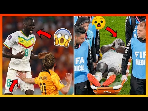 Cheikhou Kouyate stretchered off after being hit in PRIVATES by Frenkie deJong in Senegal’s WC clash
