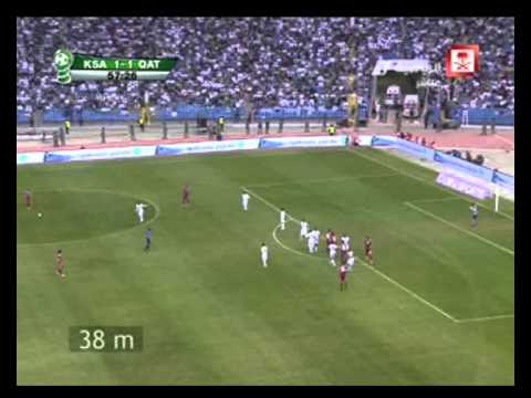 بوعلام خوخي يسجل هدف كوبري خيالي على طريقتة الخاصة لـ قطر فى مرمي السعودية هدف الفوز