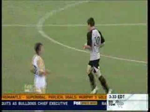 Danny Vukovic strikes referee Mark Shield