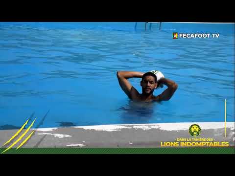 CAN 2021: Faï Collins, Jean-Charles Castelleto, Nouhou Tolo et Olivier Mbaizo  à la piscine