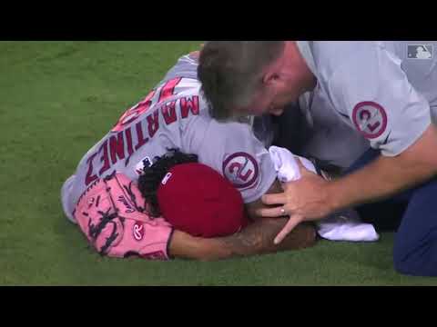 Carlos Martinez hit in chest by line drive: 8/21/2018