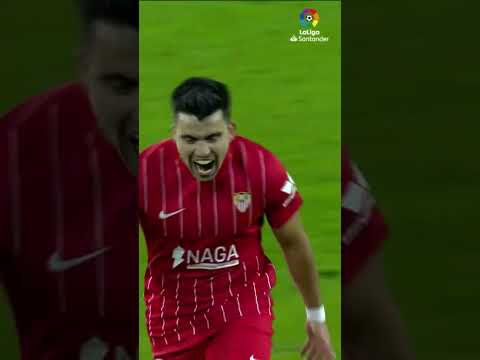 #ElGranDerbi Passion! Marcos Acuña scored a GOLAZO ❤️​🤍​ #shorts #laligasantander #sevillafc