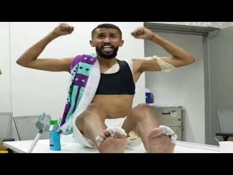 captain Salman Al-Faraj reacts to Salem Al-Dawsari's winner against 🇦🇷 from the treatment #Qatar2022