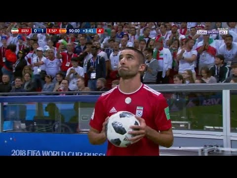 Iran defender fails with flip throw in during World Cup defeat to Spain