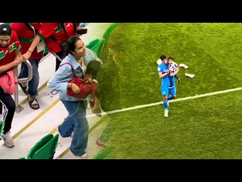 بونو ‏يلاعب ابنه ويعانق زوجته احتفالا بالتأهل لنصف نهائي كأس العالم ‏