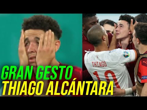 ESPAÑA VS SUIZA THIAGO ALCÁNTARA INTERRUMPIÓ SU FESTEJO PARA CONSOLAR A RUBEN VARGAS QUE FALLÓ PENAL