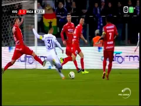 Youri Tielemans 2 world goals in 129 seconds with left and right foot !!(Ostende-Anderlecht, 2017)