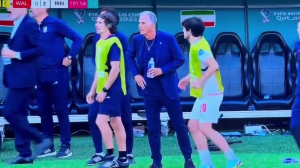 Iran player sardar azmoun chocked his own coach during the celebrations 😭