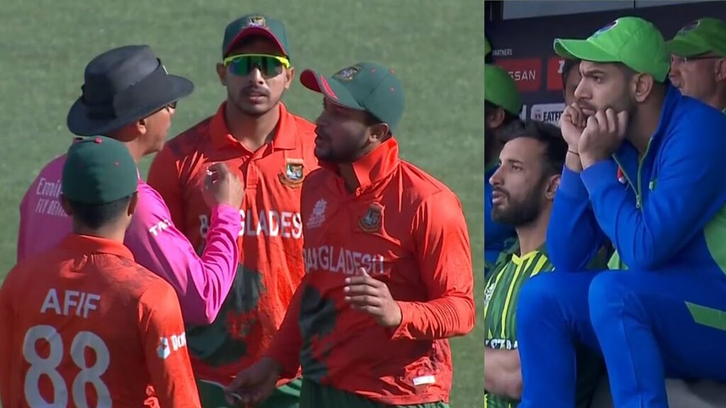 Pakistani Players shocked when Shakib Al Hasan start arguing with umpire Pak vs Ban T20 World Cup