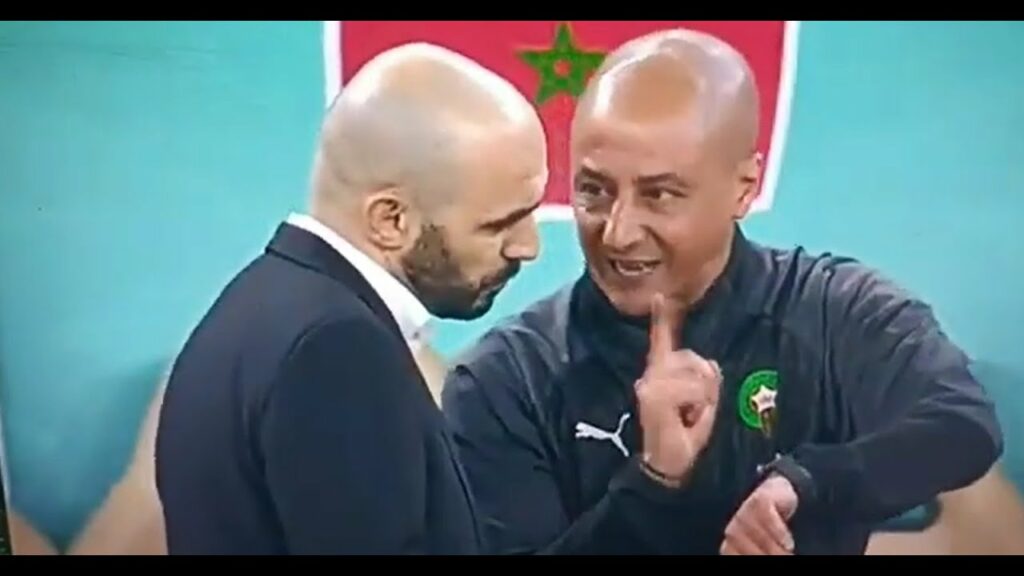 Emotions Rollercoaster: Walid Regragui during last 5 minutes of Morocco Portugal:  Anger, Crying etc