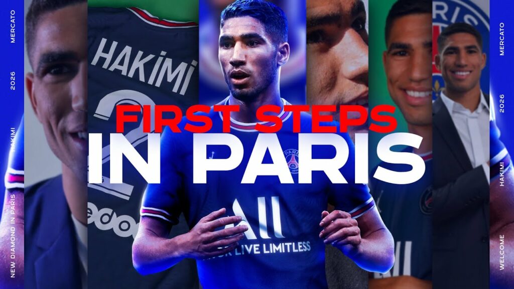 Les premiers pas d'Achraf Hakimi à #Paris ! 🎥🔴🔵