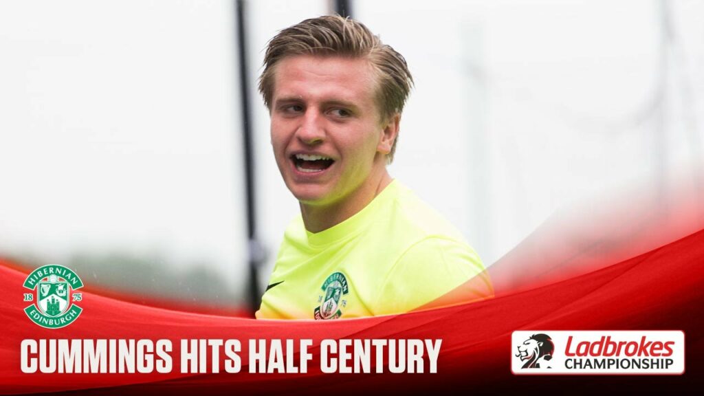 Jason Cummings scores for Hibernian v Falkirk