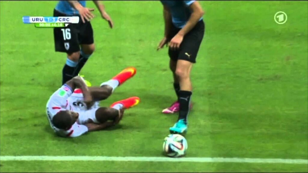maximiliano pereira brutal foul on joel campbell - fifa world cup 2014, uruguay vs. costa rica