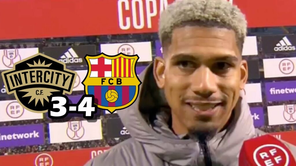 LA REACCION DE RONALD ARAUJO TRAS LA VICTORIA EN LA COPA DEL REY CONTRA INTERCITY 3-4 FC BARCELONA LA REACCION DE RONALD ARAUJO TRAS LA VICTORIA EN LA COPA DEL REY CONTRA INTERCITY 3-4 FC BARCELONA