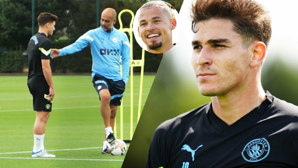 😍Julián Álvarez & Kalvin Phillips First Training Session Under Pep Guardiola at Manchester City🔵