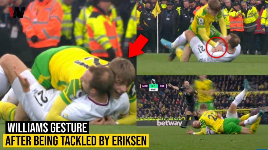 😭Williams Gives Christian Eriksen a Heartwarming HUG when he realised he Tackled by Him!