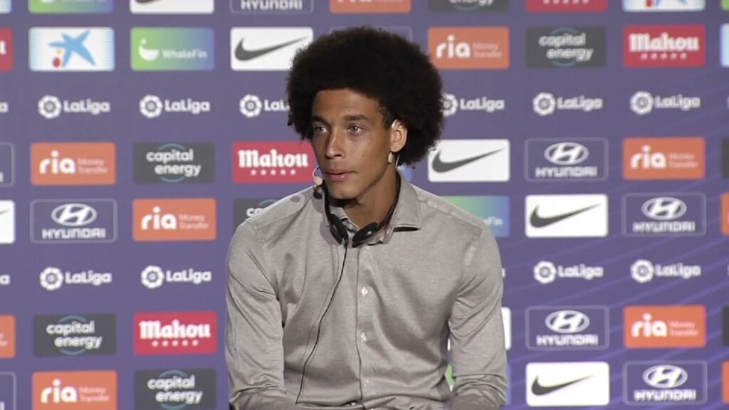 Axel Witsel is unveiled after signing for Atletico Madrid.