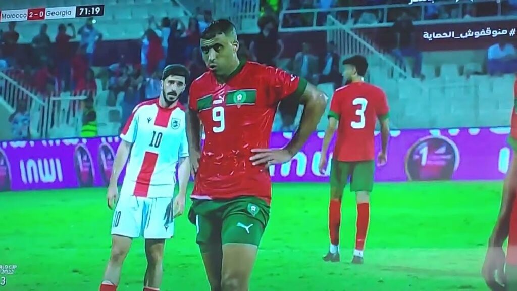 Maroc vs Georgia Abderrazak Hamdallah provoque penalty