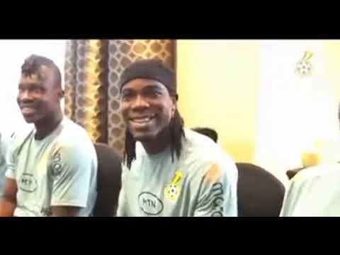 Ati-Zigi receives cake on his birthday from the rest of the Black Stars team