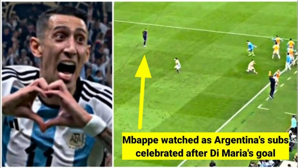Kylian Mbappé's reaction after Ángel Di María scored Argentina's 2nd goal