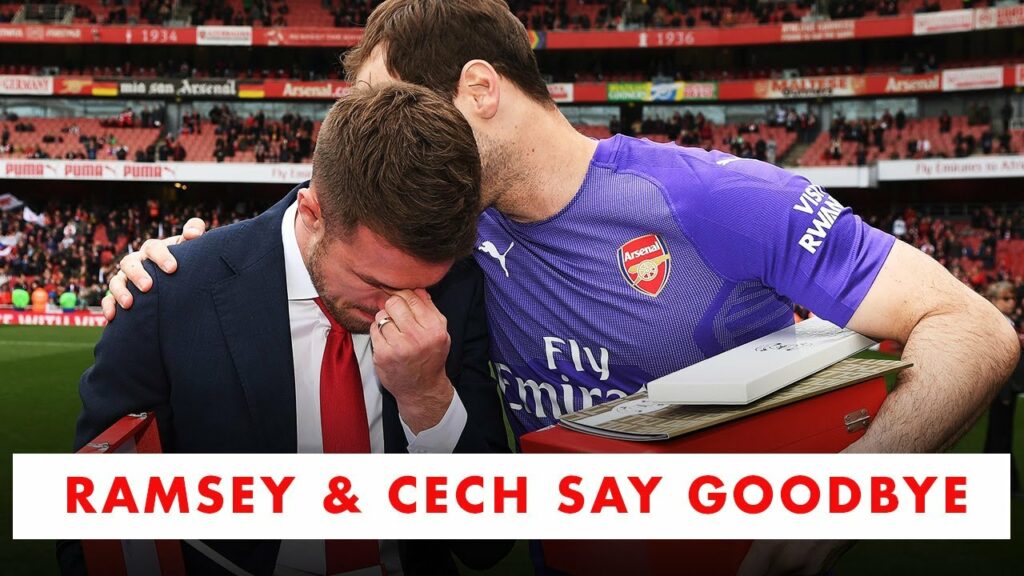 Ramsey and Cech receive a guard of honour as they say goodbye to Arsenal