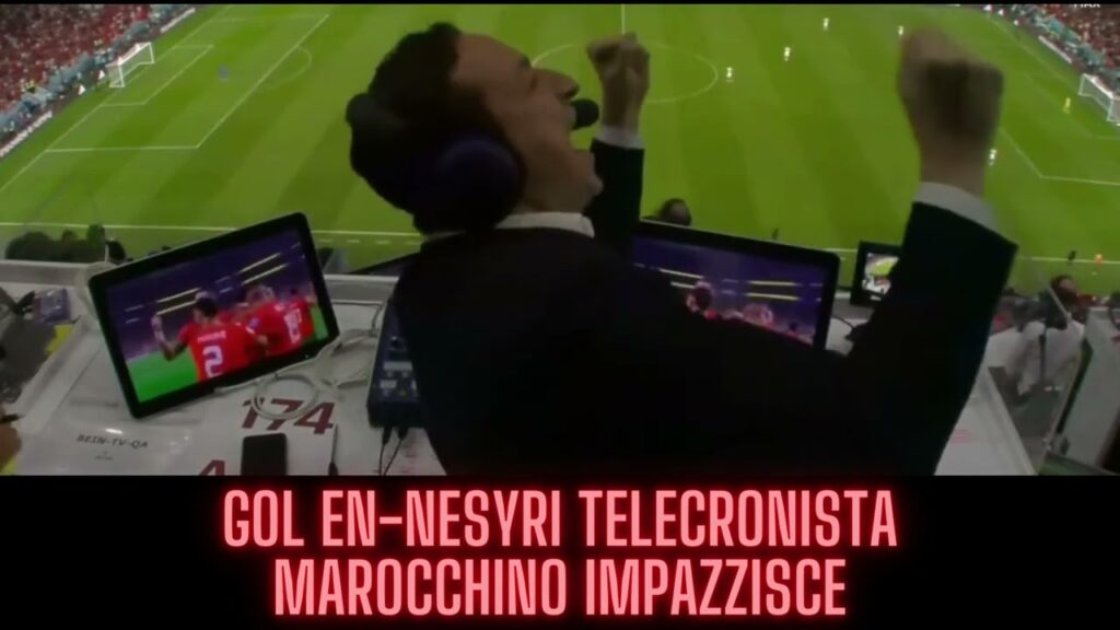 MAROCCO - PORTOGALLO 1 - 0 Goal En-Nesyri TELECRONISTA MAROCCHINO IMPAZZISCE #morocco