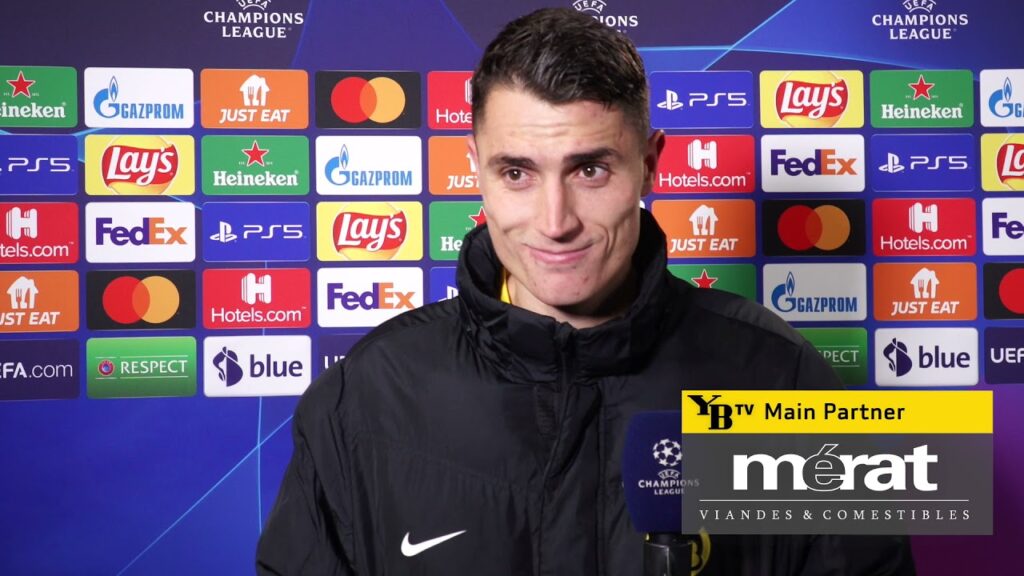 Aebischer, Rieder und Sierro nach der Partie gegen Atalanta Bergamo (3:3)