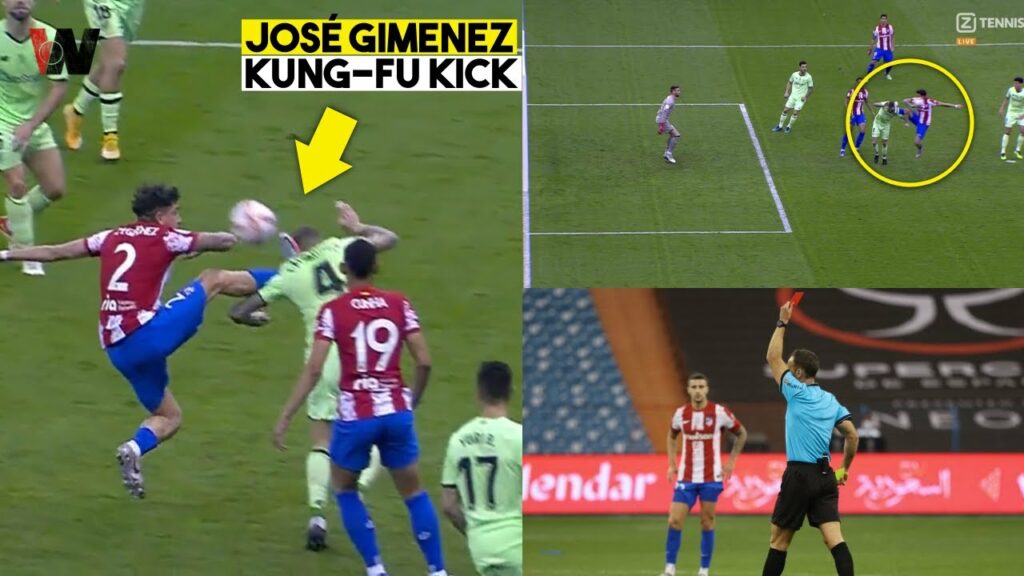 José Gimenez Sent off for Horrible Challenge on Iñigo Martínez against Athletic Bilbao
