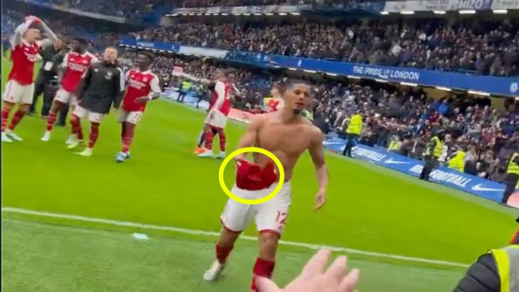 Saliba throw his shirt at Stamford Bridge