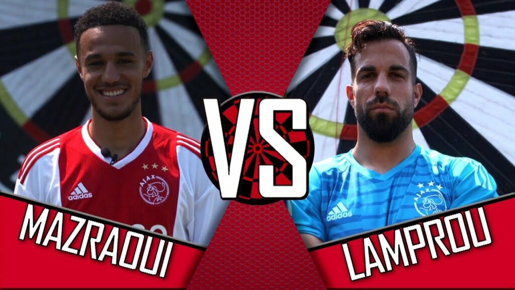 'Het bord staat scheef man!' | AJAX FOOTDARTS #2 | Noussair Mazraoui vs. Kostas Lamprou