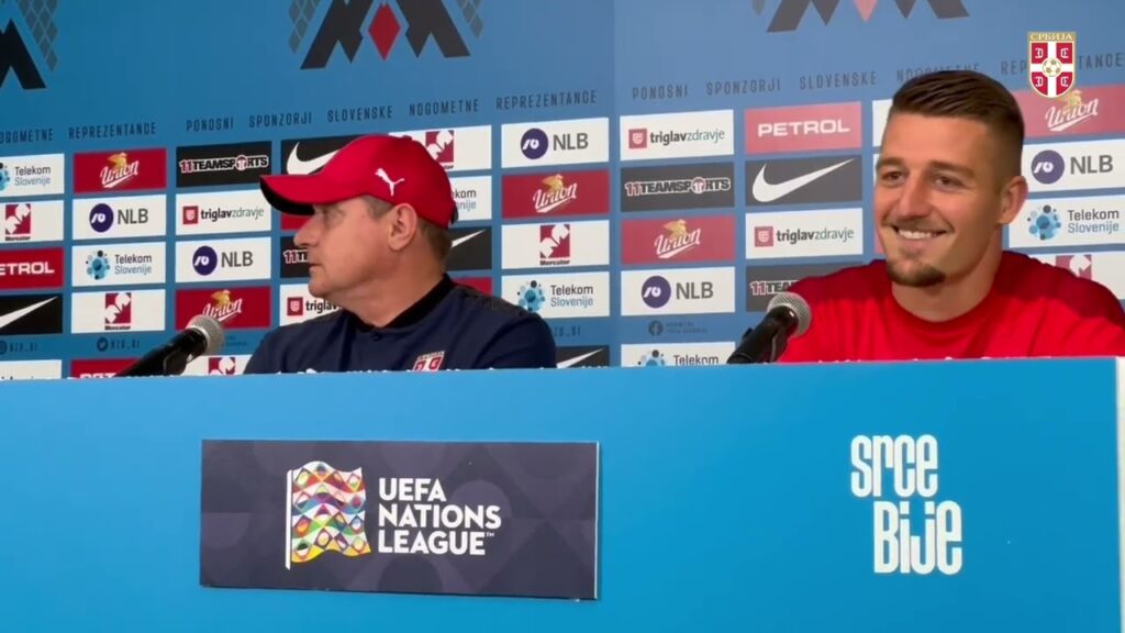 Dragan Stojković i Sergej Milinković Savić pred duel sa Slovenijom u Ljubljani (11.06.2022.)