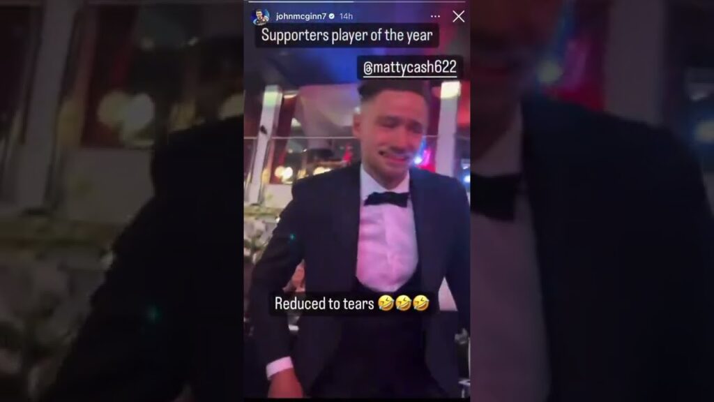 Matty Cash in tears after winning an award 🥲