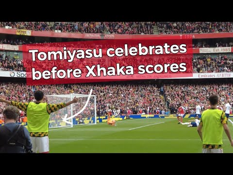 Granit Xhaka 3:1 goal vs Tottenham with Tomiyasu’s reaction and celebration 冨安健洋