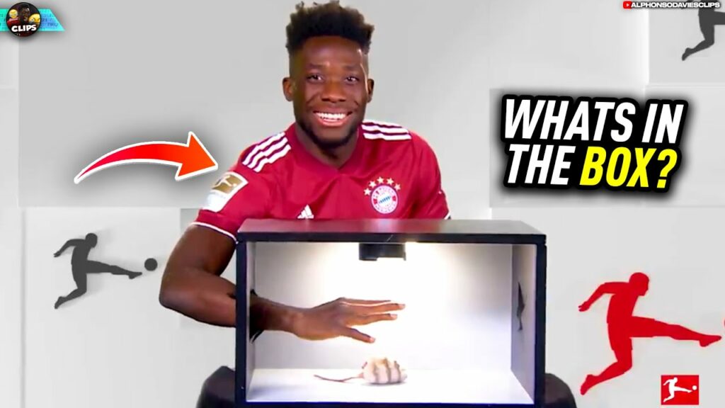 Alphonso Davies tries to guess what's in the box.. 😆