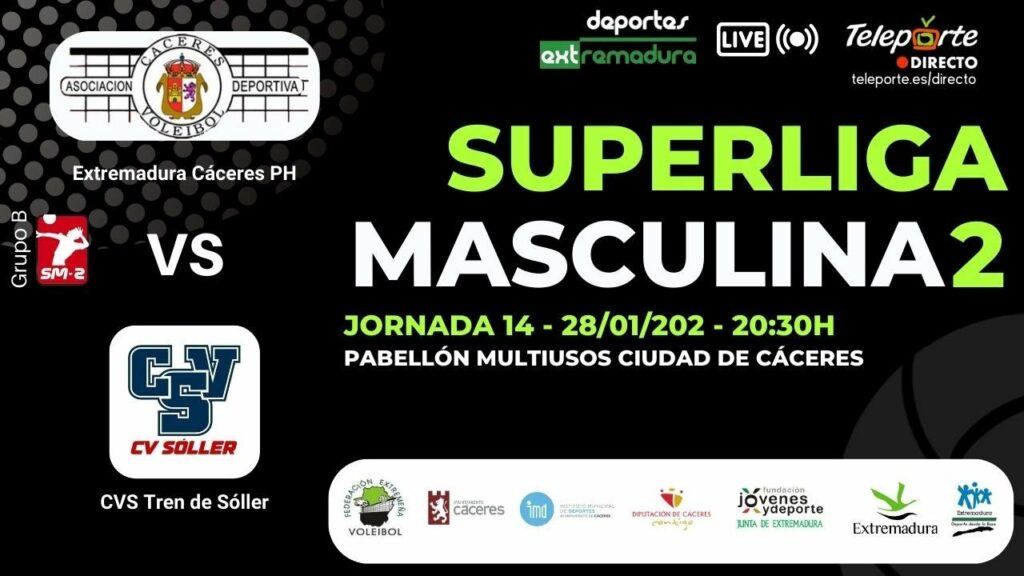 🏐 EXTREMADURA CÁCERES PH 🟢 🆚 CVS TREN DE SÓLLER 🔴 | Superliga Masculina 2 | Jornada 14|🇪🇦