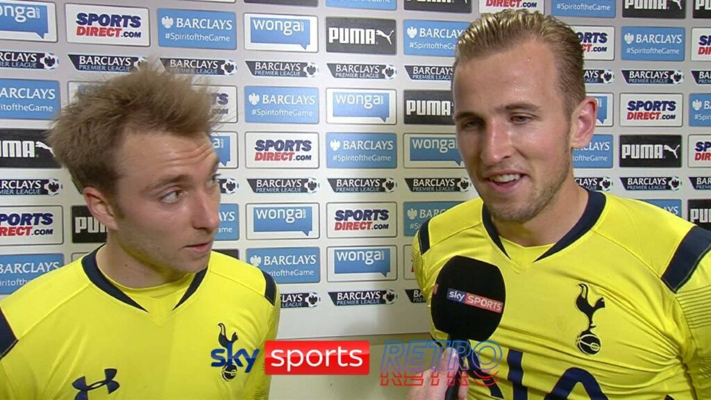 Harry Kane trying to claim another Christian Eriksen goal