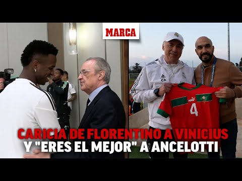 El 'inside' del Madrid: caricia de Florentino a Vinicius, y piropo de Regragui a Ancelotti I MARCA