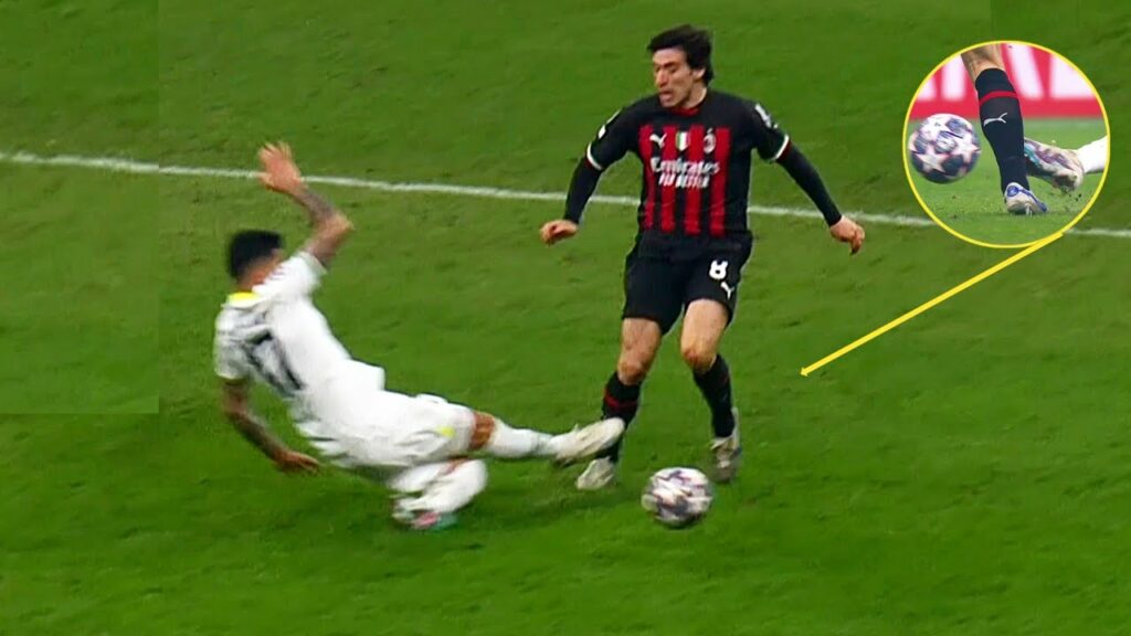 Cristian Romero Can't Avoid Yellow Card - Tackle on Tonali