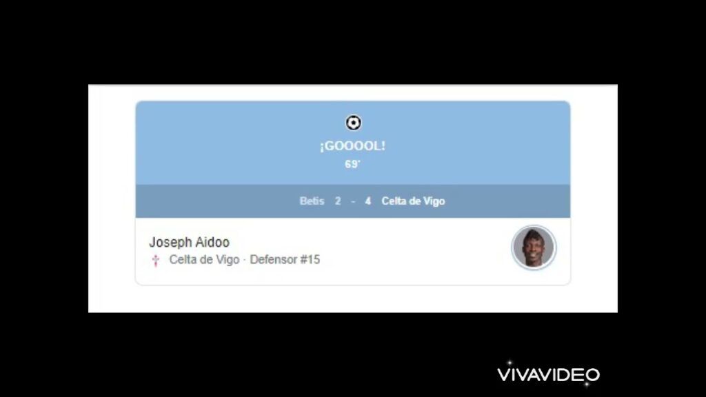 Gol de Joseph Aidoo  Betis 2-4 celta de Vigo