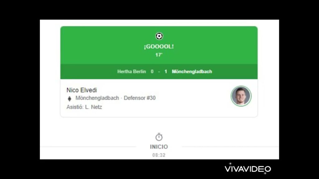 Gol de Nico Elvedi  Hertha Berlín 0-1 Mönchengladbach