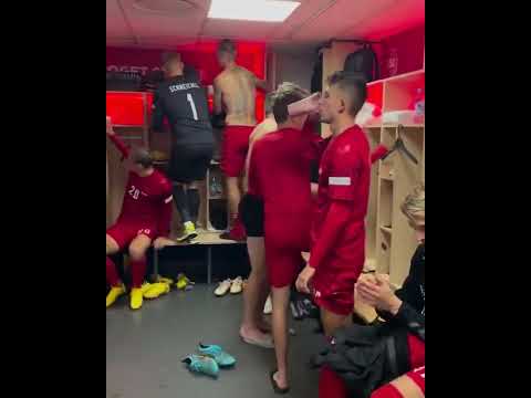 Simon Kjær and Denmark Celebrate 2-0 Win Against France in Dressing Room