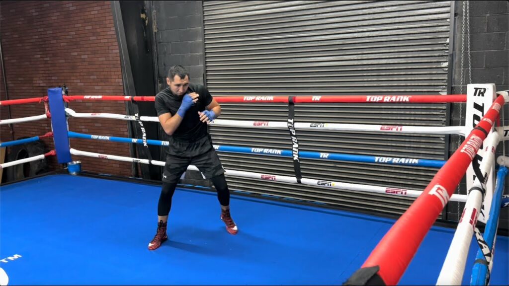 AIDOS YERBOSSYNULY 16-0 11KO'S IN CAMP FOR DAVID MORRELL SHADOW BOXING AT TOP RANK GYM | TRAINING