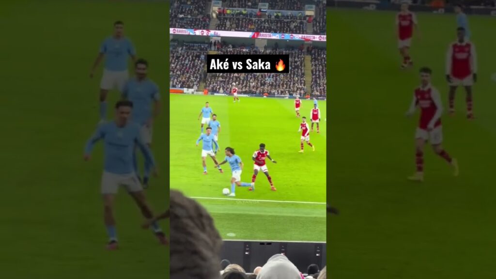 Saka vs Aké 1v1 Battle: Guardiola Brilliant Defensive Tactics 🔵🔥🔴 #arsenal #mancity #shorts