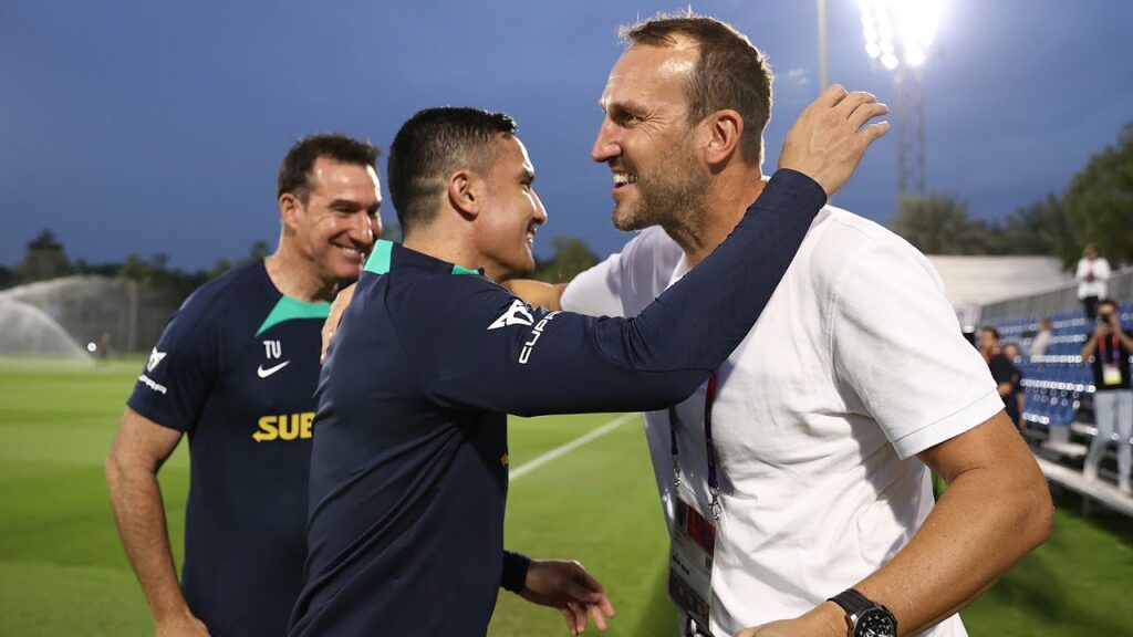 Tim Cahill and Mark Schwarzer reunion / sledge match