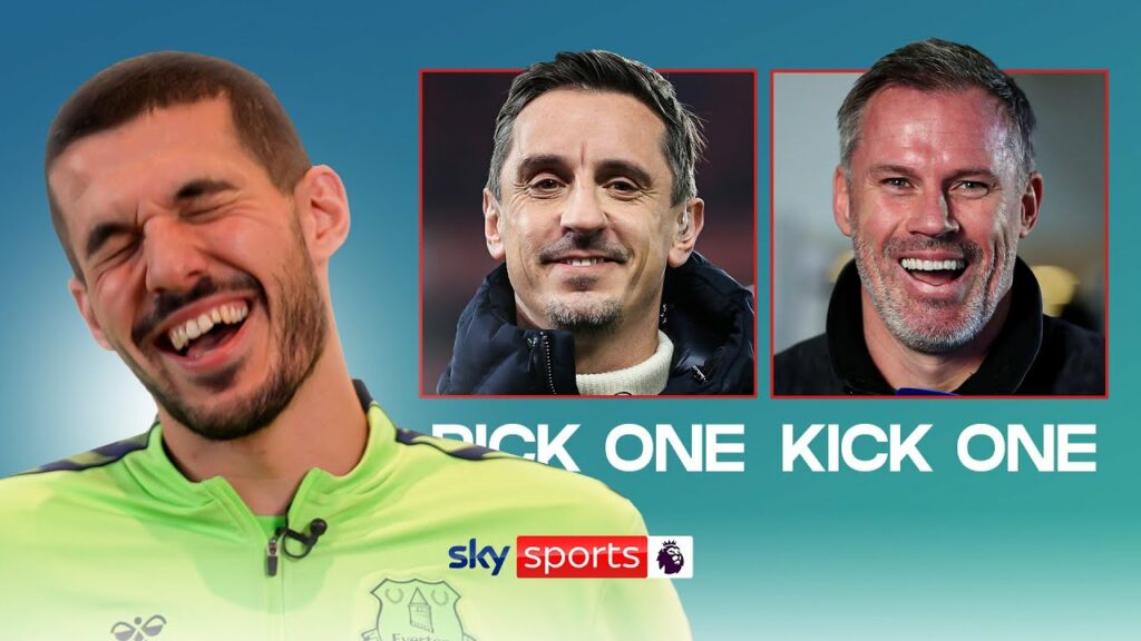 Jamie Carragher or Gary Neville... Pick One, Kick One | Jordan Pickford & Conor Coady | Everton
