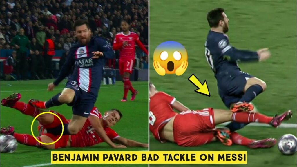 😱 Benjamin Pavard Bad Tackle on Messi and gets Red Card