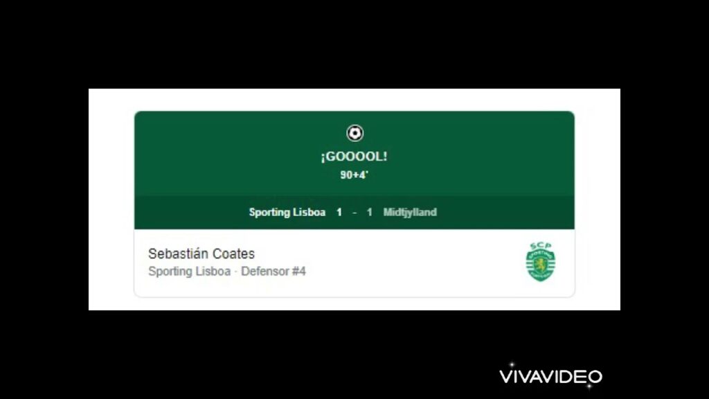 Gol de Sebastián Coates  Sporting Lisboa 1-1 Midtjylland