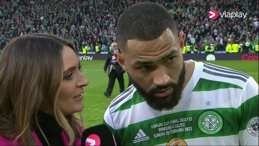 Celtic's Cameron Carter-Vickers interviewed after winning Viaplay Cup Final
