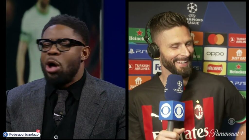 Olivier Giroud on AC Milan going through in UCL and having better hair than Micah Richards