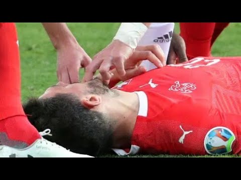 Fabian Schär yellow card for a very nasty foul Welsh vs Switzerland Azerbaijan Baku euros 2021